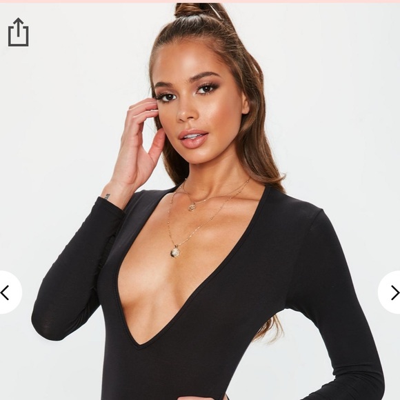 Long Sleeve Plunge V neck bodysuit - Picture 2 of 5